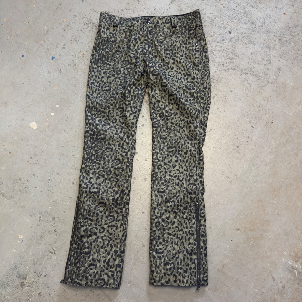 Volcom Leopard Print Snow Pants Womens Large Olive Green 15K Waterproof H1352108